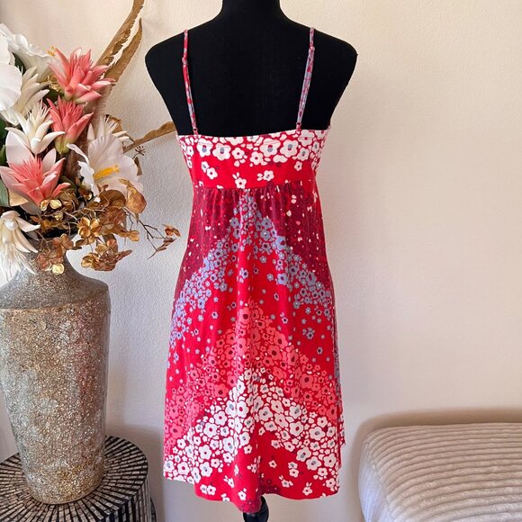 Y2K American Eagle Outfitters Blue & Red Retro Babydoll Midi Dress M - Picture 3 of 8